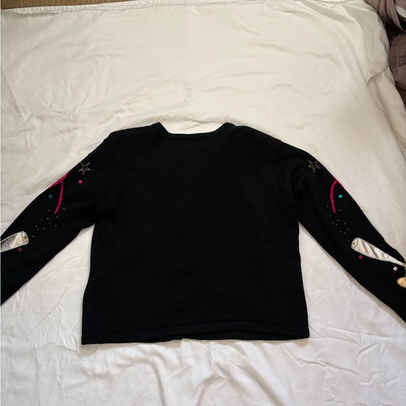 Holiday Festive Black Cardigan with Champagne Glasses - Picture 2 of 3